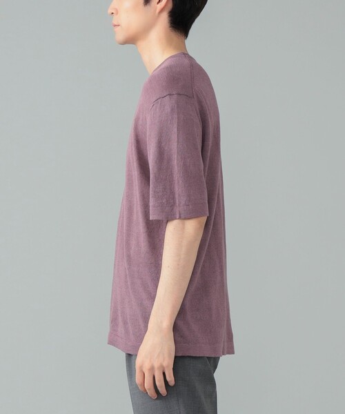MORGANO（モルガーノ）の「【別注】MORGANO / リネンコットン クルーネック ニットTシャツ（Tシャツ/カットソー・メンズ・ブラック/チャコールグレー/パープル系その他6・44/46/48/50）」の16枚目の写真
