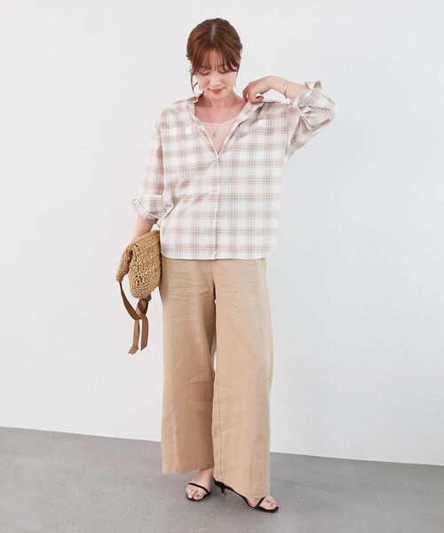 le.coeur blanc（ルクールブラン）の「シアーチェック2wayシャツ（シャツ/ブラウス・レディース・ベージュ系その他2/ブルー系その他2/ブラック系その他・38）」の10枚目の写真