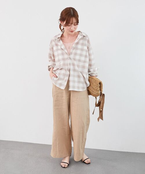 le.coeur blanc（ルクールブラン）の「シアーチェック2wayシャツ（シャツ/ブラウス・レディース・ベージュ系その他2/ブルー系その他2/ブラック系その他・38）」の11枚目の写真