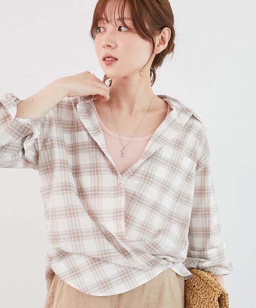 le.coeur blanc（ルクールブラン）の「シアーチェック2wayシャツ（シャツ/ブラウス・レディース・ベージュ系その他2/ブルー系その他2/ブラック系その他・38）」の14枚目の写真