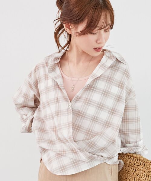 le.coeur blanc（ルクールブラン）の「シアーチェック2wayシャツ（シャツ/ブラウス・レディース・ベージュ系その他2/ブルー系その他2/ブラック系その他・38）」の15枚目の写真