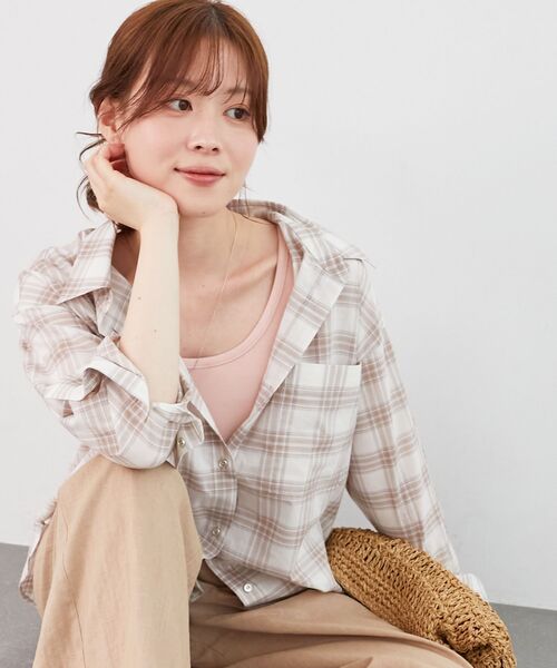 le.coeur blanc（ルクールブラン）の「シアーチェック2wayシャツ（シャツ/ブラウス・レディース・ベージュ系その他2/ブルー系その他2/ブラック系その他・38）」の17枚目の写真