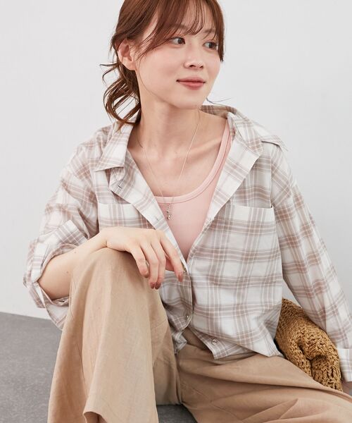 le.coeur blanc（ルクールブラン）の「シアーチェック2wayシャツ（シャツ/ブラウス・レディース・ベージュ系その他2/ブルー系その他2/ブラック系その他・38）」の18枚目の写真