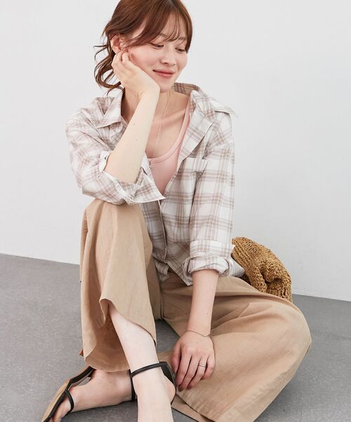 le.coeur blanc（ルクールブラン）の「シアーチェック2wayシャツ（シャツ/ブラウス・レディース・ベージュ系その他2/ブルー系その他2/ブラック系その他・38）」の19枚目の写真