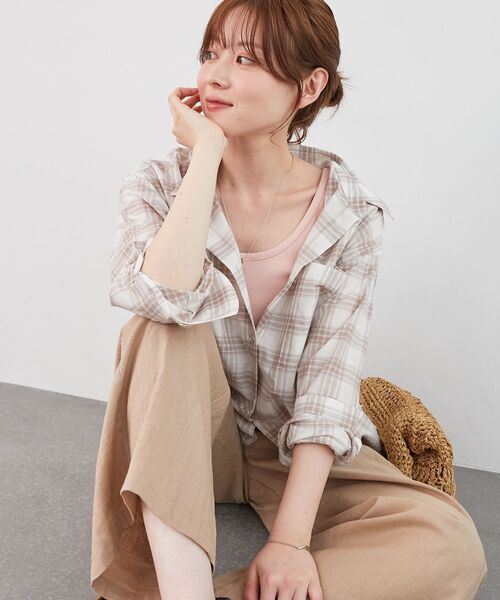 le.coeur blanc（ルクールブラン）の「シアーチェック2wayシャツ（シャツ/ブラウス・レディース・ベージュ系その他2/ブルー系その他2/ブラック系その他・38）」の20枚目の写真