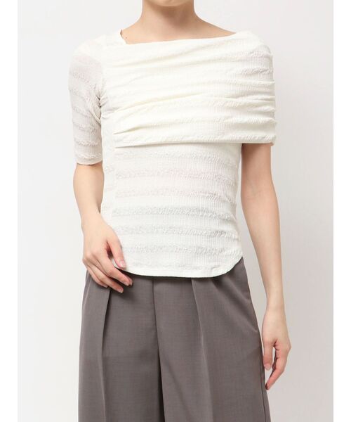 LAGUNAMOON（ラグナムーン）の「アシンメトリーカットトップス（Tシャツ/カットソー・レディース・アイボリー/ブラック・FREE）」の7枚目の写真