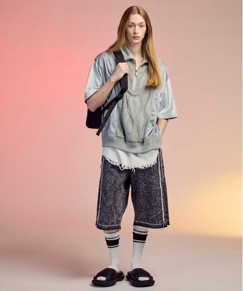 UNISEX》Different Material Docking Prime-Over Puckering