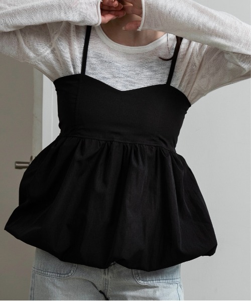 lawgy（ラウジー）の「back shirring balloon cami / バックシャーリングバルーンキャミ（キャミソール・レディース・ホワイト/ブラック/ベビーピンク・FREE）」の2枚目の写真