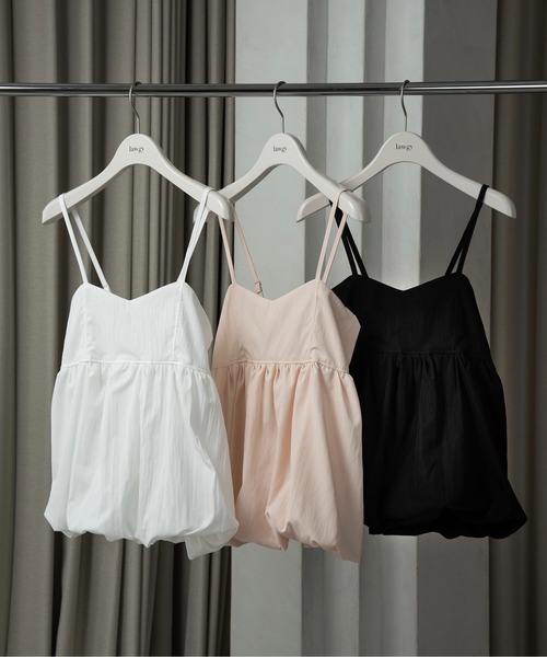 lawgy（ラウジー）の「back shirring balloon cami / バックシャーリングバルーンキャミ（キャミソール・レディース・ホワイト/ブラック/ベビーピンク・FREE）」の4枚目の写真