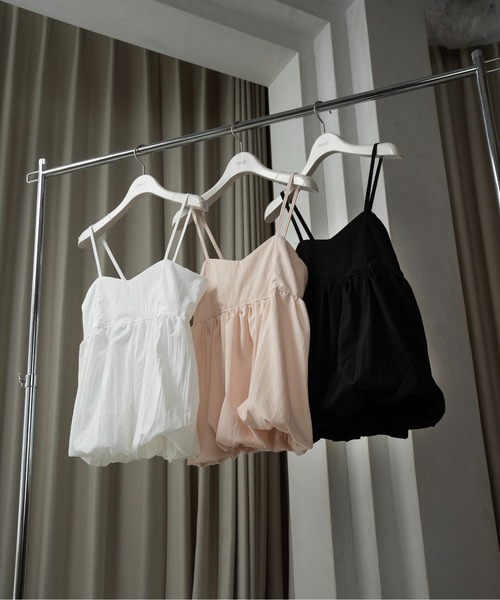 lawgy（ラウジー）の「back shirring balloon cami / バックシャーリングバルーンキャミ（キャミソール・レディース・ホワイト/ブラック/ベビーピンク・FREE）」の13枚目の写真
