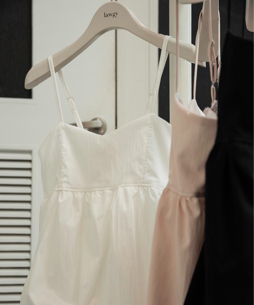 lawgy（ラウジー）の「back shirring balloon cami / バックシャーリングバルーンキャミ（キャミソール・レディース・ホワイト/ブラック/ベビーピンク・FREE）」の12枚目の写真