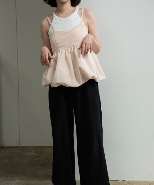 lawgy（ラウジー）の「back shirring balloon cami / バックシャーリングバルーンキャミ（キャミソール・レディース・ホワイト/ブラック/ベビーピンク・FREE）」の7枚目の写真