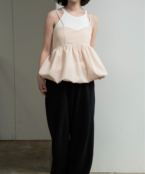 lawgy（ラウジー）の「back shirring balloon cami / バックシャーリングバルーンキャミ（キャミソール・レディース・ホワイト/ブラック/ベビーピンク・FREE）」の8枚目の写真