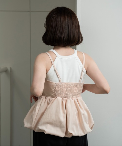 lawgy（ラウジー）の「back shirring balloon cami / バックシャーリングバルーンキャミ（キャミソール・レディース・ホワイト/ブラック/ベビーピンク・FREE）」の5枚目の写真