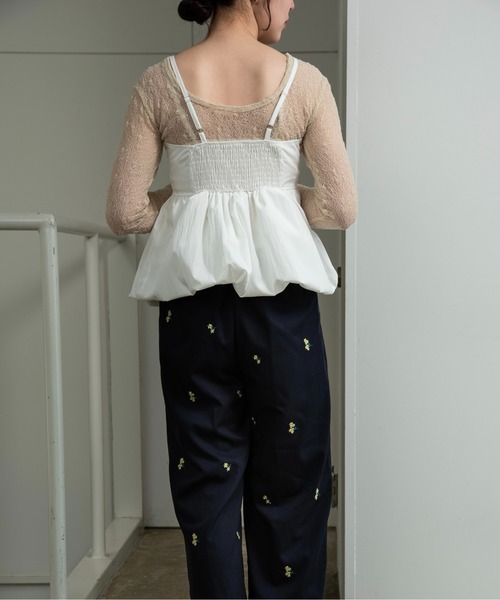 lawgy（ラウジー）の「back shirring balloon cami / バックシャーリングバルーンキャミ（キャミソール・レディース・ホワイト/ブラック/ベビーピンク・FREE）」の10枚目の写真