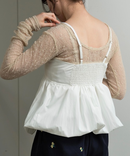 lawgy（ラウジー）の「back shirring balloon cami / バックシャーリングバルーンキャミ（キャミソール・レディース・ホワイト/ブラック/ベビーピンク・FREE）」の9枚目の写真