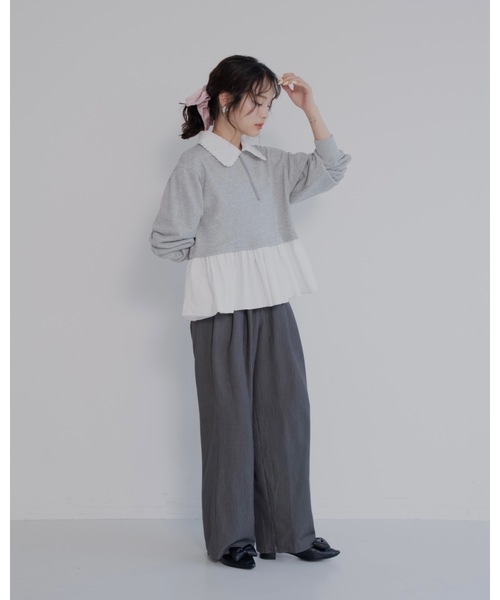 jumelle（ジュメロ）の「zip collar peplum sweat（スウェット・レディース・グレー/ベージュ・FREE）」の18枚目の写真