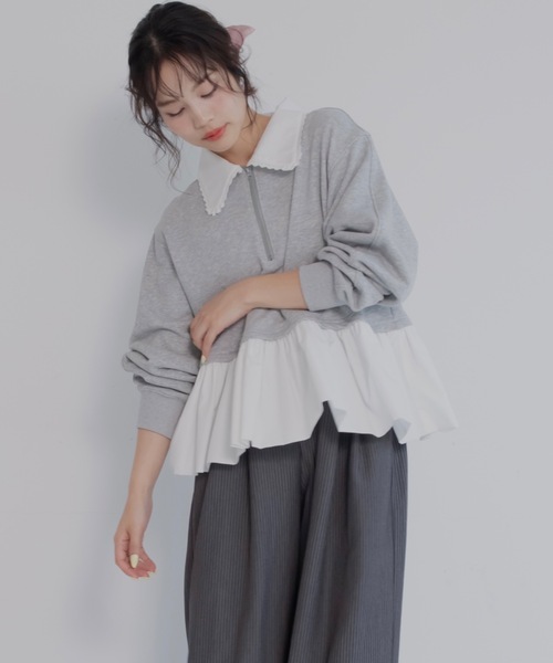 jumelle（ジュメロ）の「zip collar peplum sweat（スウェット・レディース・グレー/ベージュ・FREE）」の21枚目の写真