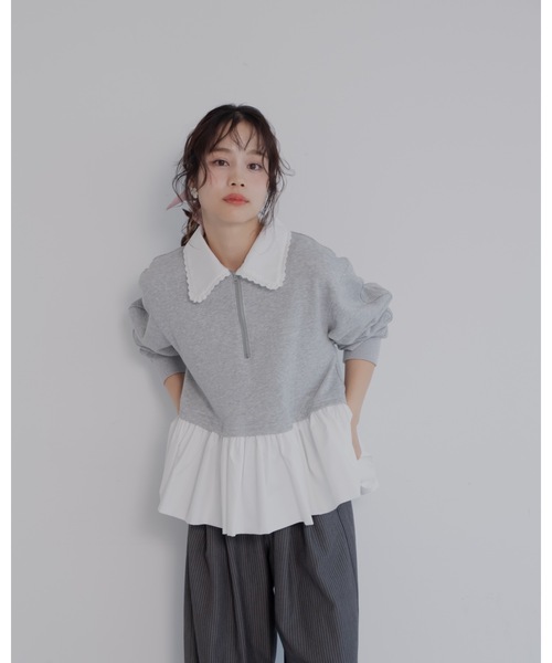 jumelle（ジュメロ）の「zip collar peplum sweat（スウェット・レディース・グレー/ベージュ・FREE）」の22枚目の写真