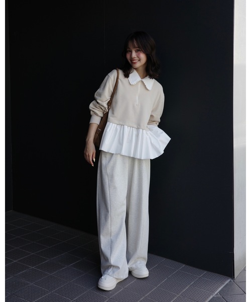 jumelle（ジュメロ）の「zip collar peplum sweat（スウェット・レディース・グレー/ベージュ・FREE）」の11枚目の写真