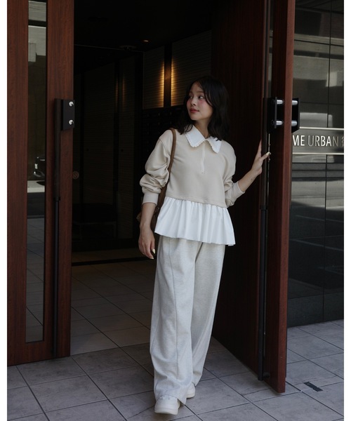 jumelle（ジュメロ）の「zip collar peplum sweat（スウェット・レディース・グレー/ベージュ・FREE）」の13枚目の写真