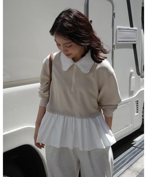 jumelle（ジュメロ）の「zip collar peplum sweat（スウェット・レディース・グレー/ベージュ・FREE）」の14枚目の写真