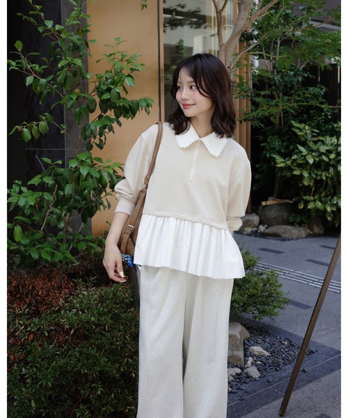 jumelle（ジュメロ）の「zip collar peplum sweat（スウェット・レディース・グレー/ベージュ・FREE）」の15枚目の写真
