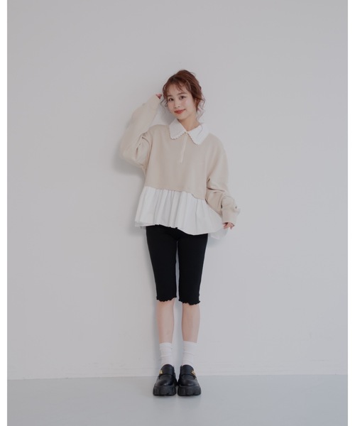 jumelle（ジュメロ）の「zip collar peplum sweat（スウェット・レディース・グレー/ベージュ・FREE）」の9枚目の写真