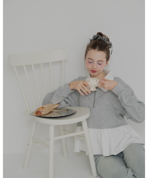 zip collar peplum sweat（スウェット）｜JUMELLE（ジュメロ）の