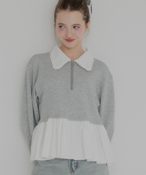 zip collar peplum sweat（スウェット）｜JUMELLE（ジュメロ）の