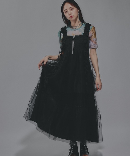 HARE（ハレ）の「ロングフリルギャザーリボンワンピース(HARE