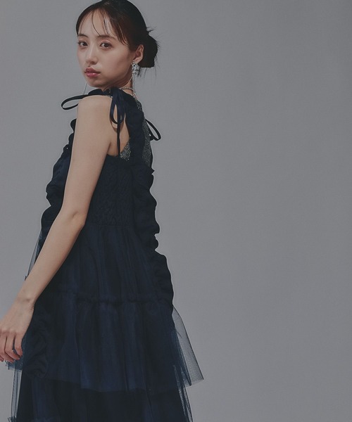 HARE（ハレ）の「ロングフリルギャザーリボンワンピース(HARE