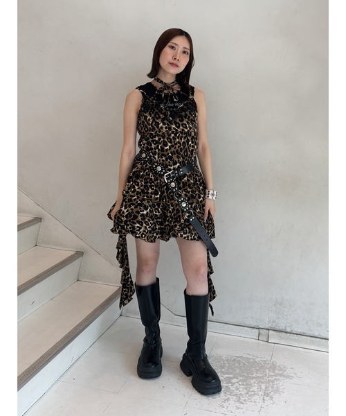 jouetie❤️ドレープフリルカットワンピース❤️迷彩柄 ドレープフリルカットミニワンピース 迷彩 カモフラ レオパード