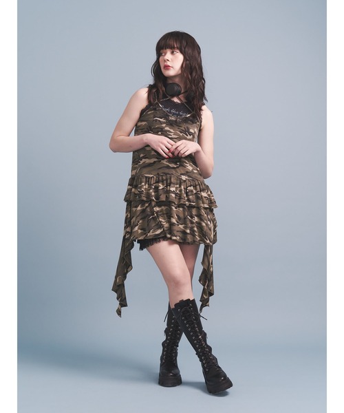 jouetie（ジュエティ）の「ドレープフリルカットミニワンピース 迷彩 カモフラ レオパード（ワンピース・レディース・ブラック/カーキ/ブラウン・MEDIUM）」の12枚目の写真