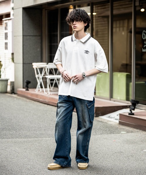 UMBRO(アンブロ)の「新色追加 UMBRO アンブロ 別注コラボ オーバーサイズ鹿の子ワンポイントロゴ刺繍半袖ポロシャツ(ポロシャツ・メンズ・ネイビー/ブラック/ホワイト/ホワイト系/ブラック系・XL/L/M)」の20枚目の写真
