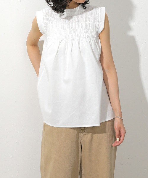 emesuelee(エメスーリー)の「シャーリング ノースリーブブラウス(シャツ/ブラウス・レディース・ホワイト/ブラック・M)」の22枚目の写真