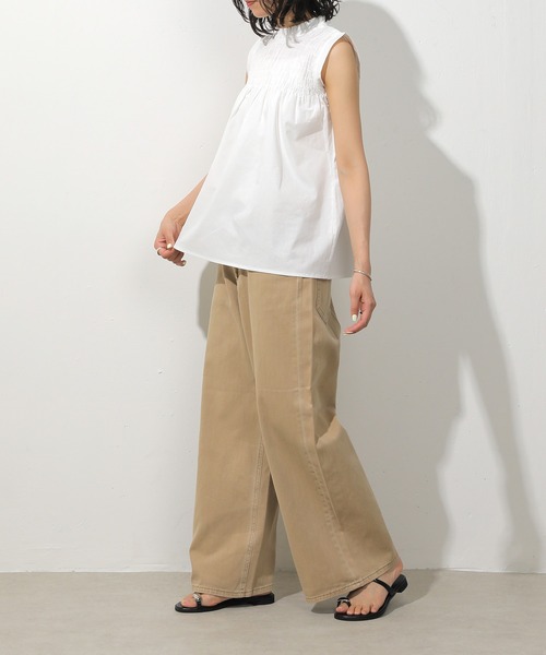 emesuelee(エメスーリー)の「シャーリング ノースリーブブラウス(シャツ/ブラウス・レディース・ホワイト/ブラック・M)」の15枚目の写真