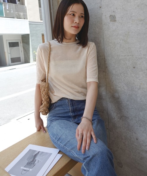 CORNERS(コーナーズ)の「シアーベロアハーフスリーブTシャツ(Tシャツ/カットソー・レディース・ブラック/グレー/ブラウン/ベージュ系その他・M)」の8枚目の写真
