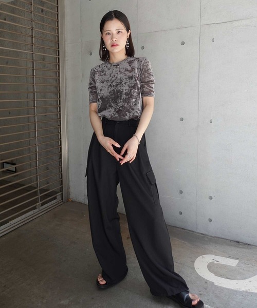CORNERS(コーナーズ)の「シアーベロアハーフスリーブTシャツ(Tシャツ/カットソー・レディース・ブラック/グレー/ブラウン/ベージュ系その他・M)」の11枚目の写真