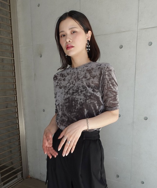 CORNERS(コーナーズ)の「シアーベロアハーフスリーブTシャツ(Tシャツ/カットソー・レディース・ブラック/グレー/ブラウン/ベージュ系その他・M)」の13枚目の写真