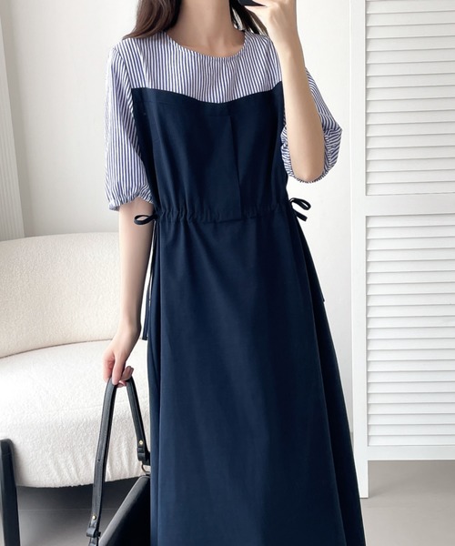 ABITOKYO(アビトーキョー)の「ドロスト異素材切替ワンピース(ワンピース・レディース・ブラック/ネイビー・M/L/XL)」の13枚目の写真