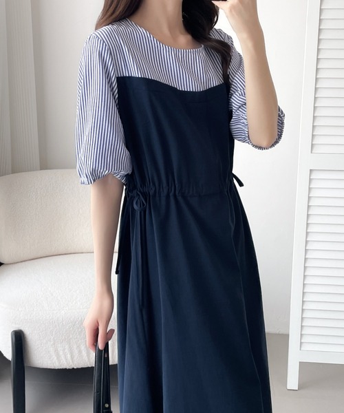 ABITOKYO(アビトーキョー)の「ドロスト異素材切替ワンピース(ワンピース・レディース・ブラック/ネイビー・M/L/XL)」の14枚目の写真