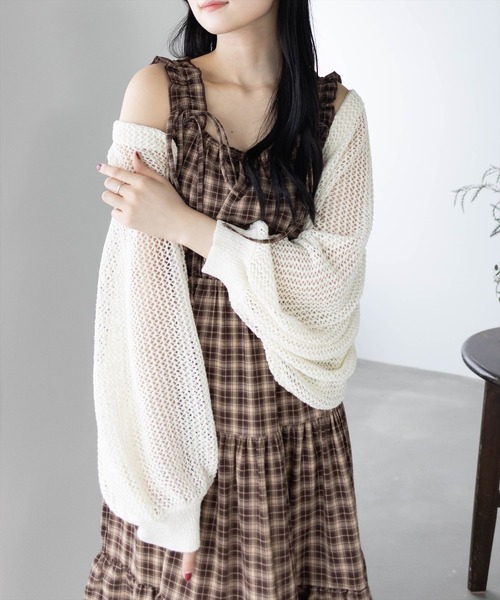 CLEAR BASIC（クリアベーシック）の「メッシュガウンニット[着回し力抜群 レイヤード 大人 カジュアル]≪SS新作≫（カーディガン/ボレロ・レディース・ブラック/ピンク/イエロー/アイボリー/モカ/カーキ・F）」の22枚目の写真
