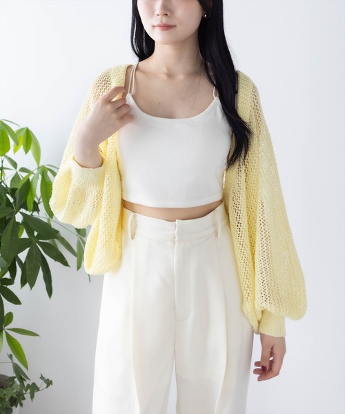 CLEAR BASIC（クリアベーシック）の「メッシュガウンニット[着回し力抜群 レイヤード 大人 カジュアル]≪SS新作≫（カーディガン/ボレロ・レディース・ブラック/ピンク/イエロー/アイボリー/モカ/カーキ・F）」の11枚目の写真
