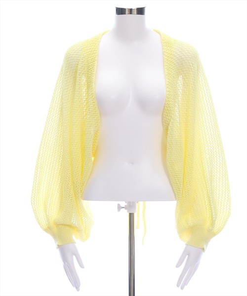 CLEAR BASIC（クリアベーシック）の「メッシュガウンニット[着回し力抜群 レイヤード 大人 カジュアル]≪SS新作≫（カーディガン/ボレロ・レディース・ブラック/ピンク/イエロー/アイボリー/モカ/カーキ・F）」の8枚目の写真