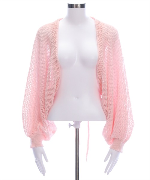 CLEAR BASIC（クリアベーシック）の「メッシュガウンニット[着回し力抜群 レイヤード 大人 カジュアル]≪SS新作≫（カーディガン/ボレロ・レディース・ブラック/ピンク/イエロー/アイボリー/モカ/カーキ・F）」の7枚目の写真