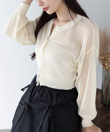 CLEAR BASIC | ダブルジップメッシュニットトップス［大人 カジュアル サマーニット］≪CLEAR BASIC≫(ニット/セーター)