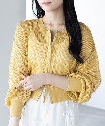 CLEAR BASIC | ダブルジップメッシュニットトップス［大人 カジュアル サマーニット］≪CLEAR BASIC≫(ニット/セーター)