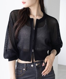 CLEAR BASIC | ダブルジップメッシュニットトップス［大人 カジュアル サマーニット］≪CLEAR BASIC≫(ニット/セーター)