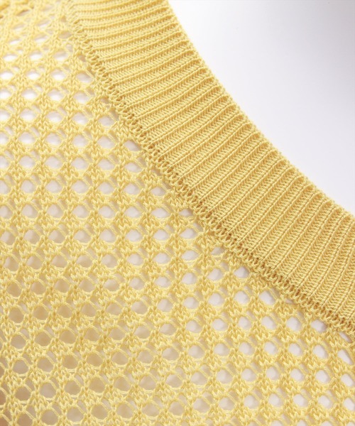 CLEAR BASIC（クリアベーシック）の「ダブルジップメッシュニットトップス［大人 カジュアル サマーニット］≪SS新作≫（ニット/セーター・レディース・ライトベージュ/ブラック/イエロー・F）」の13枚目の写真